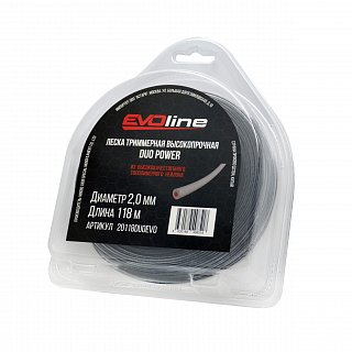 Леска триммерная EVOline DUO POWER 2,0 мм, 118 м